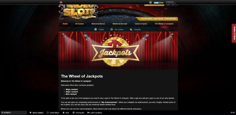 At Videoslots Casino you can play for jackpots