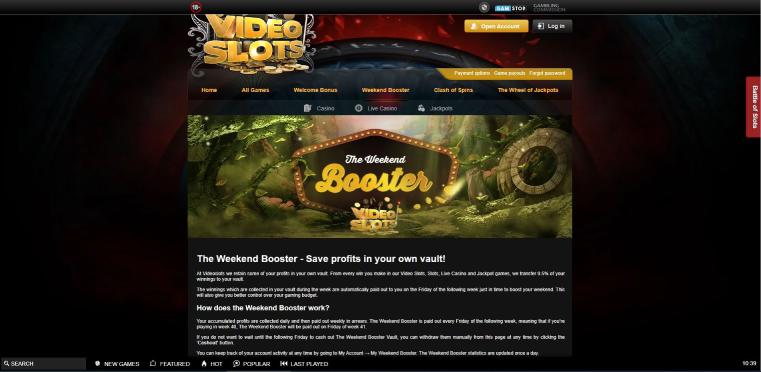 Videslots has a weekend booster promotion to win more